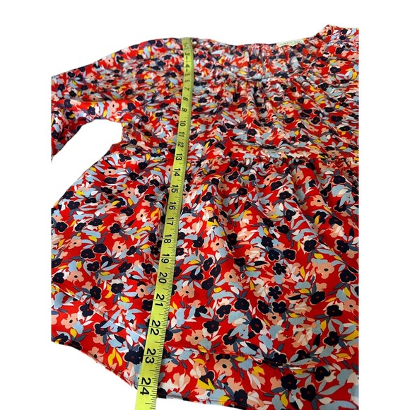Copper Key Womens Size Small Blouse Boho Top Bell Sleeve Red Floral Swing Flowy - Picture 10 of 10